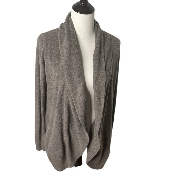 Barefoot Dreams Cozychic Lite Circle Cardigan Gray Medium Open Front